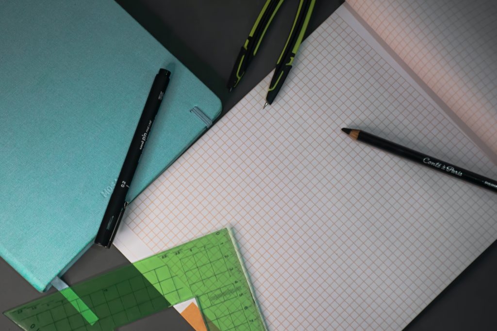 graph paper, pens, and notebooks