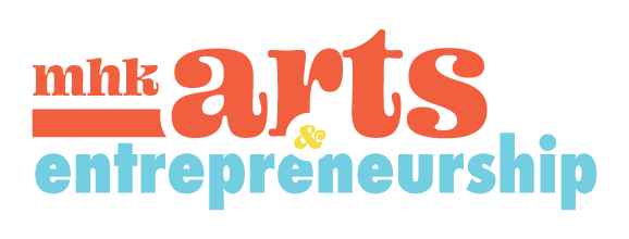 mhk arts & entrepreneurship logo in orange, yellow, and light blue