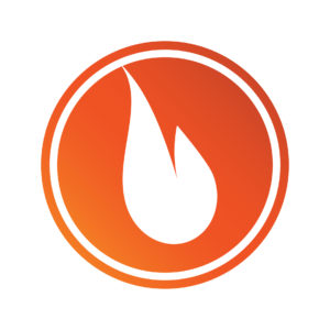 orange gradient icon with a white flame cutout