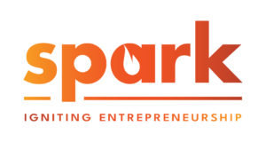 spark logo with a white flame cutout of the lower-case "a"